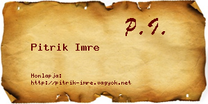 Pitrik Imre névjegykártya